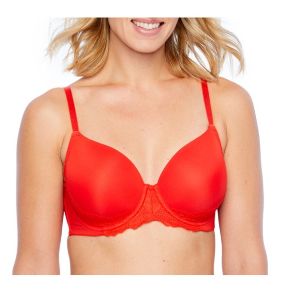 Ambrielle Lightly Lined T-Shirt Bra Flame Scarlet - Picture 1 of 6
